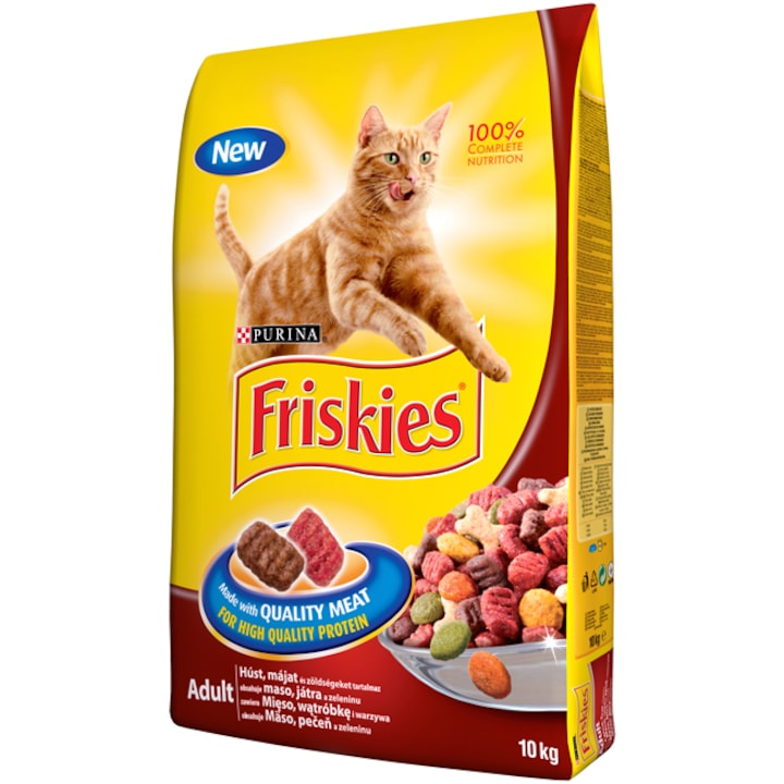 Суха храна за котки FRISKIES ADULT Cat, Месо & Пиле & Зеленчуци, 10 kg