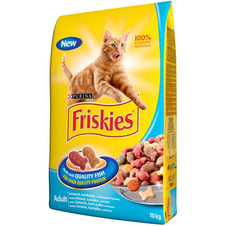 Hrana uscata pentru pisici, Friskies Adult, Somon & Ton, 10Kg