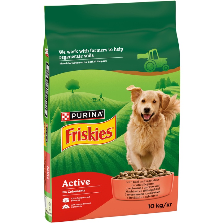 Hrana uscata pentru caini Friskies Active, Vita, 10Kg