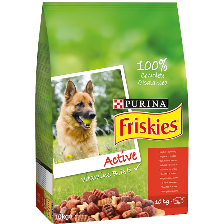 Суха храна за кучета Friskies Active, Говеждо, 10 кг