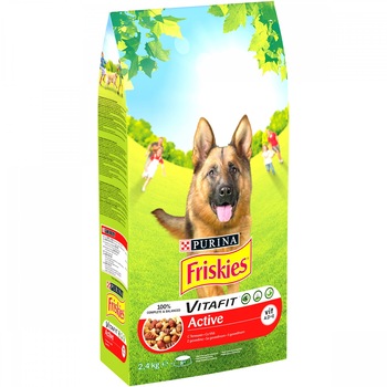 Hrana uscata pentru caini Friskies Active, Vita, 2.4Kg Hrana uscata pentru caini Friskies Active, Vita, 2.4Kg