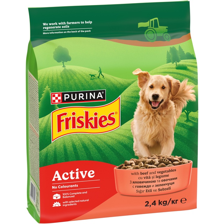 Hrana uscata pentru caini Friskies Active, Vita, 2.4 Kg