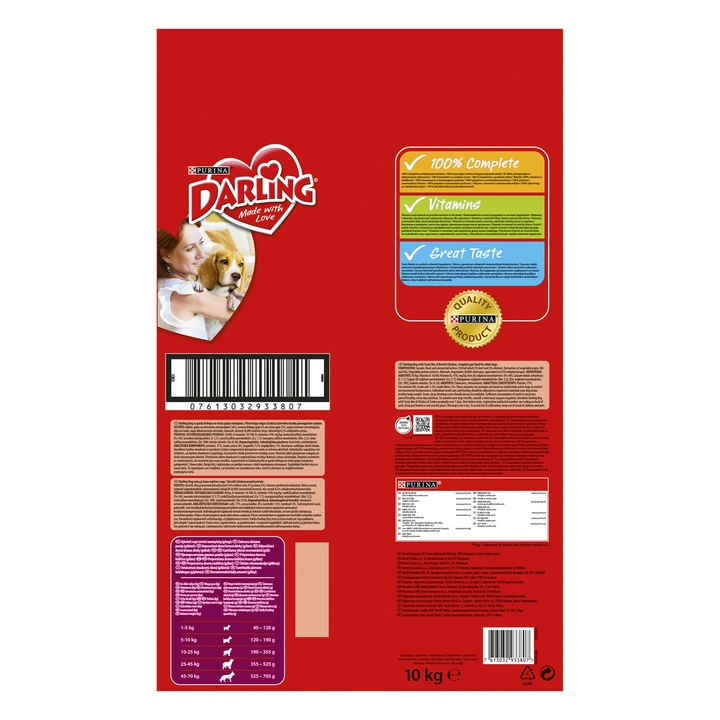 Hrana uscata pentru caini Darling, Vita, Pui & Legume, 10Kg