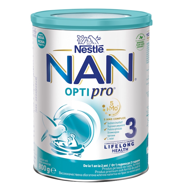 Lapte praf Nestle NAN 3 Optipro, 800g, 1-2 ani