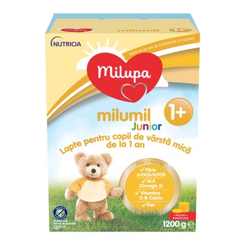 Lapte de crestere Milupa Milumil Junior 1+, 1200 g, de la 1 an Lapte de crestere Milupa Milumil Junior 1+, 1200 g, de la 1 an