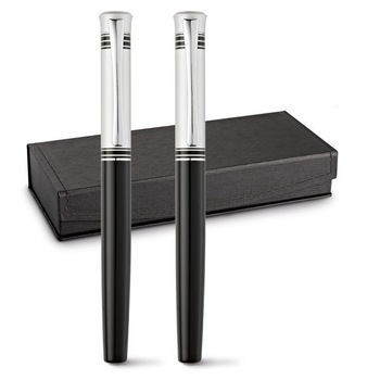 Stilou si roller metalic set Sofia negru - silver CDT-91884.3 Stilou si roller metalic set Sofia negru - silver CDT-91884.3