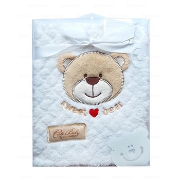 Paturica ursulet, alba, 76 x 102 cm Paturica ursulet, alba, 76 x 102 cm