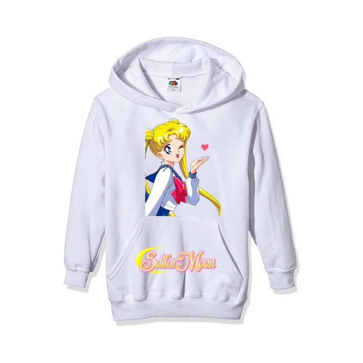 Hanorac personalizat dama sailor moon, Bumbac, Alb, L