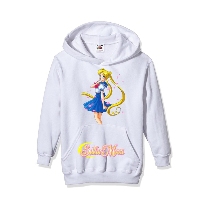 Hanorac personalizat dama sailor moon anime, Bumbac, Alb, L