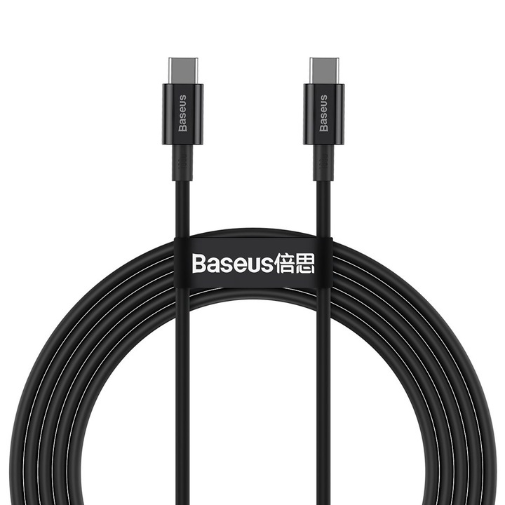 Кабел за данни и зареждане USB-C - USB-C Baseus Superior, 100W, 1m, черен CATYS-B01