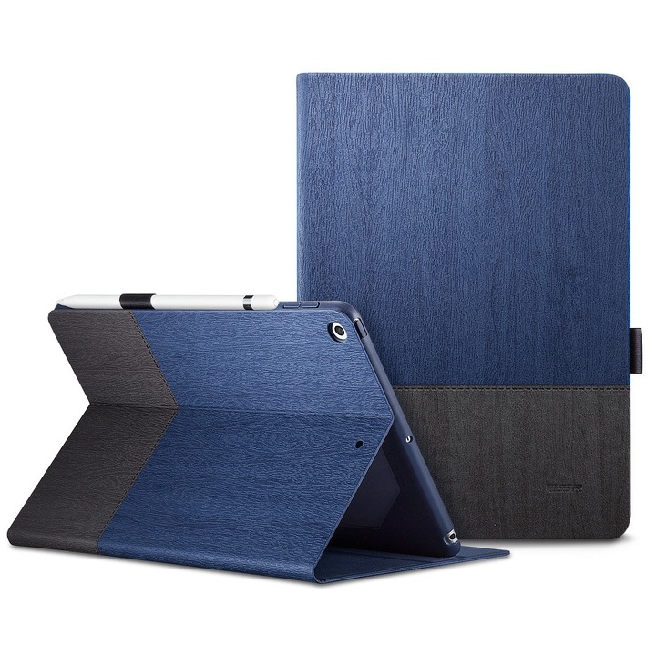 Apple iPad Air (2019) / iPad Pro 10.5 (2017) ESR Simplicity Knight oldalra nyíló flip tablet tok, Sötétkék/Szürke