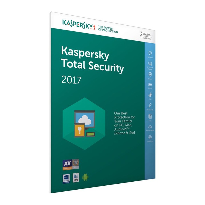 Електронен лиценз за устройства Kaspersky Total Security 3