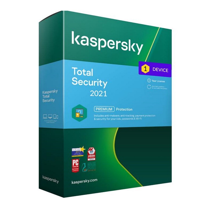 Antivirus Kaspersky Total Security 1 PC, 1 év elektronikus licenc