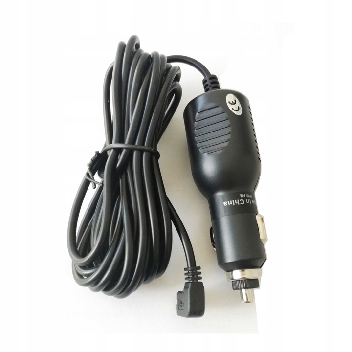 Incarcator auto universal pentru camera video auto DVR si navigatie GPS, cu cablu extra lung de 3m si conector mini USB, alimentare 5V 1A de la priza bricheta 12V-24V, sursa fiabila pentru inregistrari continue