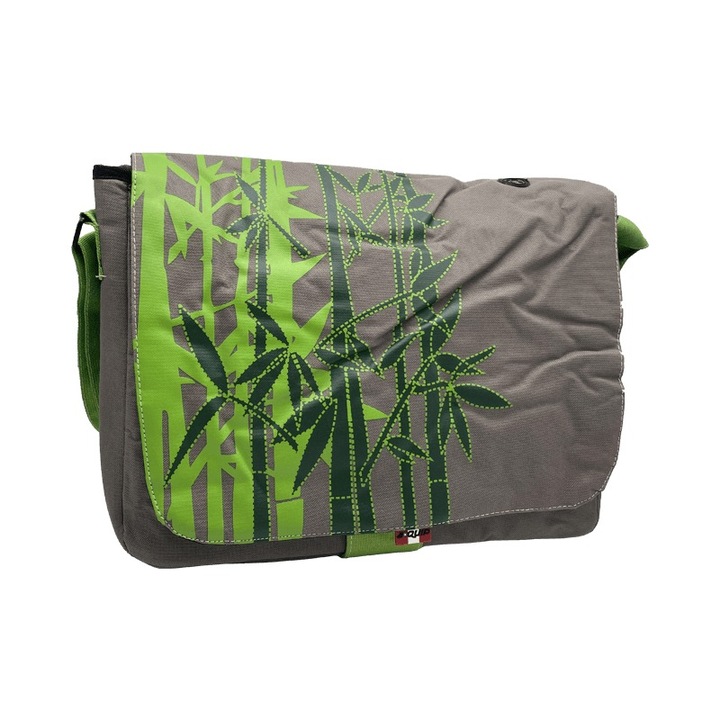 Laptophüvely, Bambusz 17, szürke/zöld