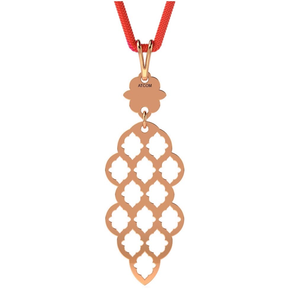 Pandantiv din aur roz cu snur rosu model 62