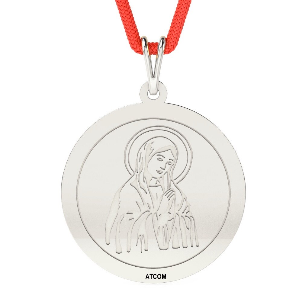 Pandantiv din argint cu snur rosu model Banut ortodox 1