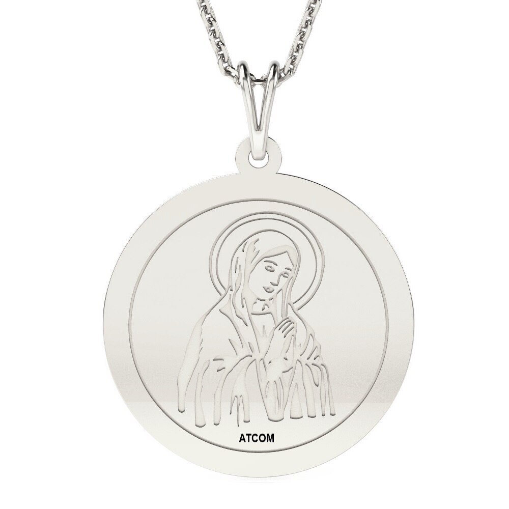 Lant cu pandantiv din aur alb model banut ordodox 1