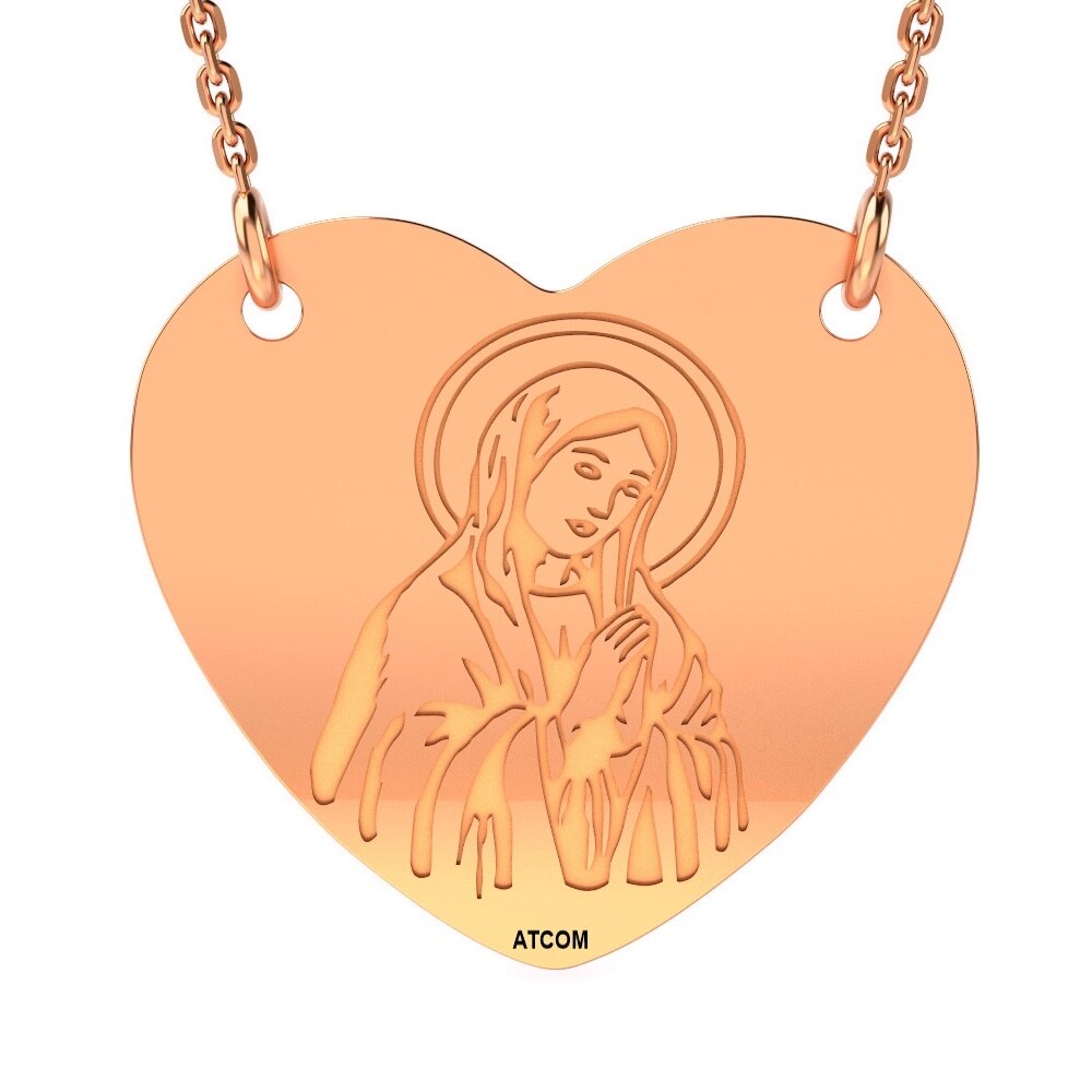 Lant cu pandantiv din aur roz model inimioara ordodoxa 1