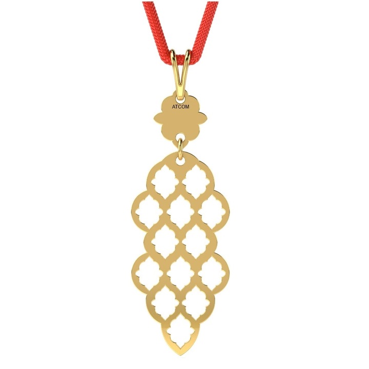 Висулка от жълто злато с червена връв модел 62