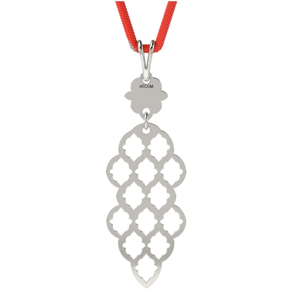 Pandantiv din aur alb cu snur rosu model 62