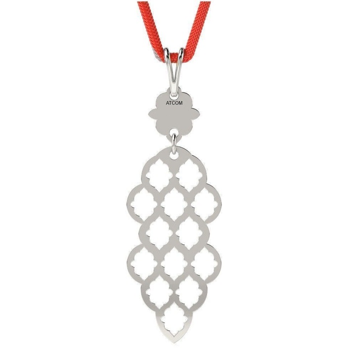 Pandantiv din aur alb cu snur rosu model 62
