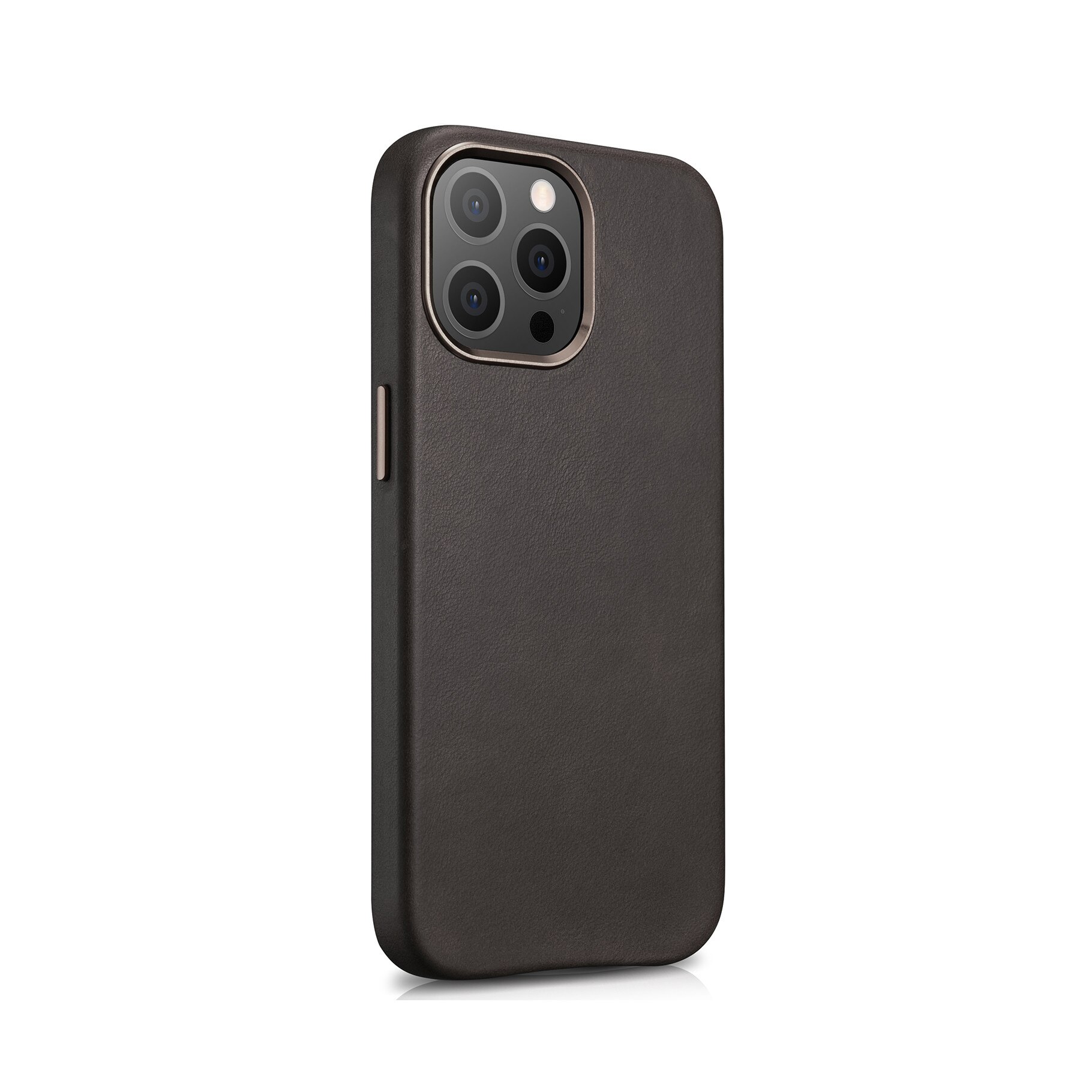 Husa pentru iPhone 13 Pro, cu Magsafe, din piele naturala, protectie full body, cu ornamente, iCarer, Maro coffee