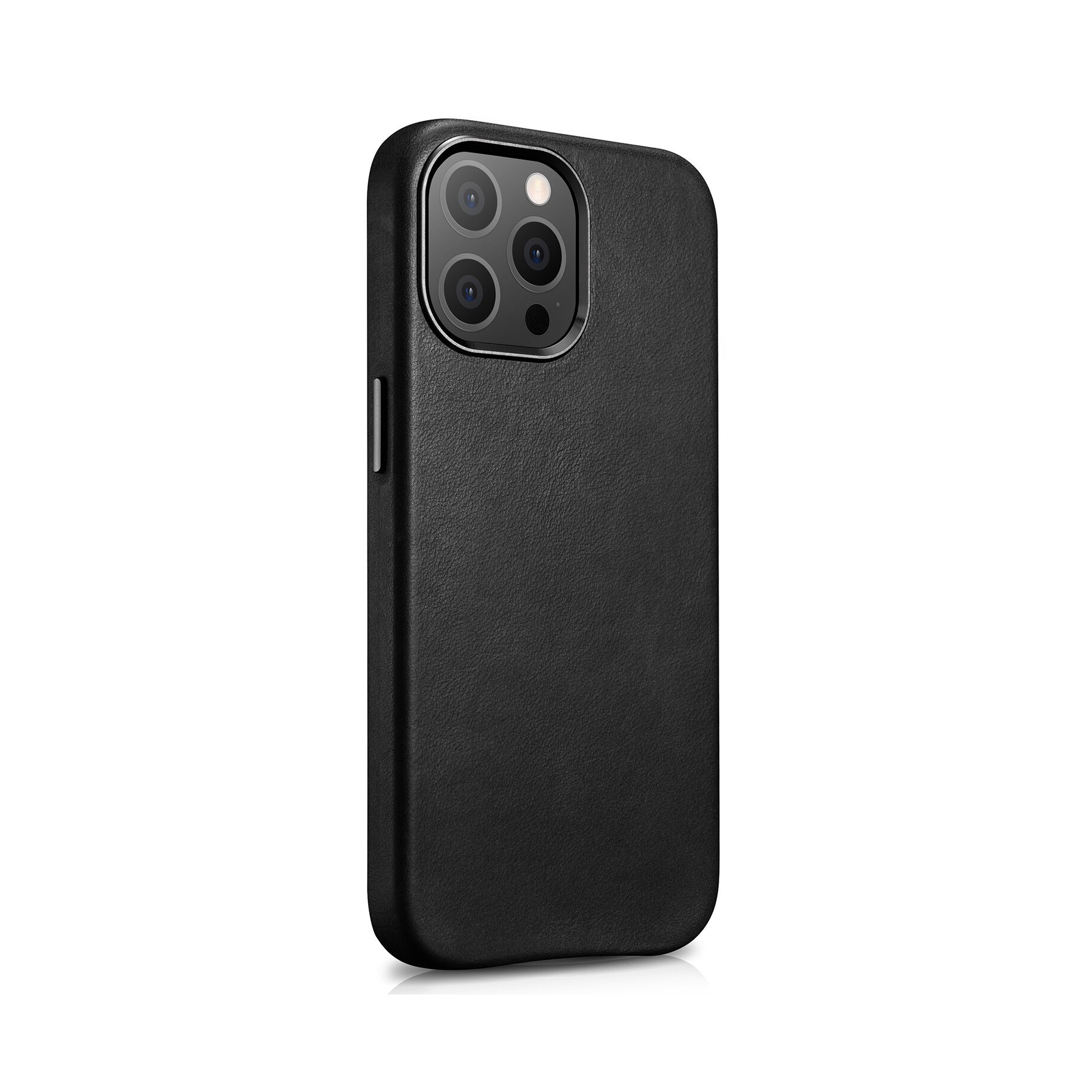 Husa pentru iPhone 13 Pro, cu Magsafe, din piele naturala, protectie full body, cu ornamente, iCarer, Negru