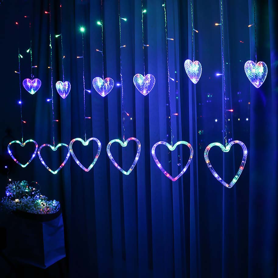 Lumini De Craciun, 2.5 M LED inima Cortina-Multicolor