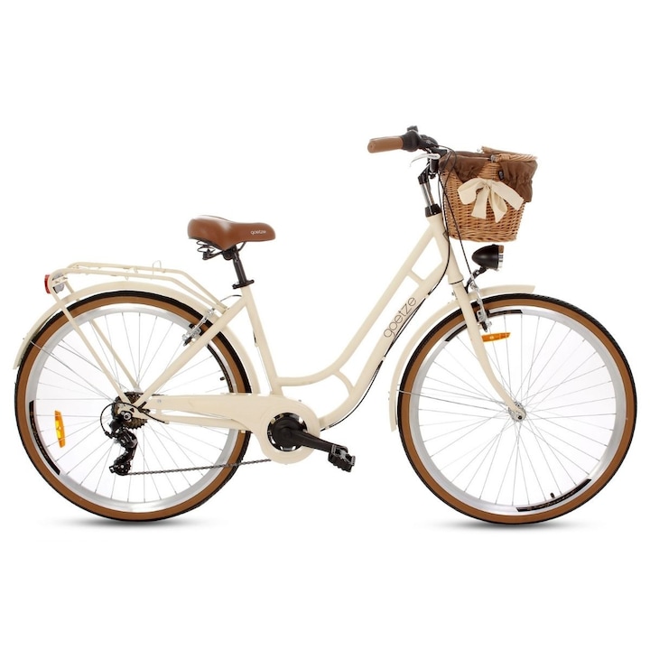Goetze® Touring Női kerékpár, 7 fokozat, 28″ kerék, 17” váz, 160-190 cm magassag, Krémszín