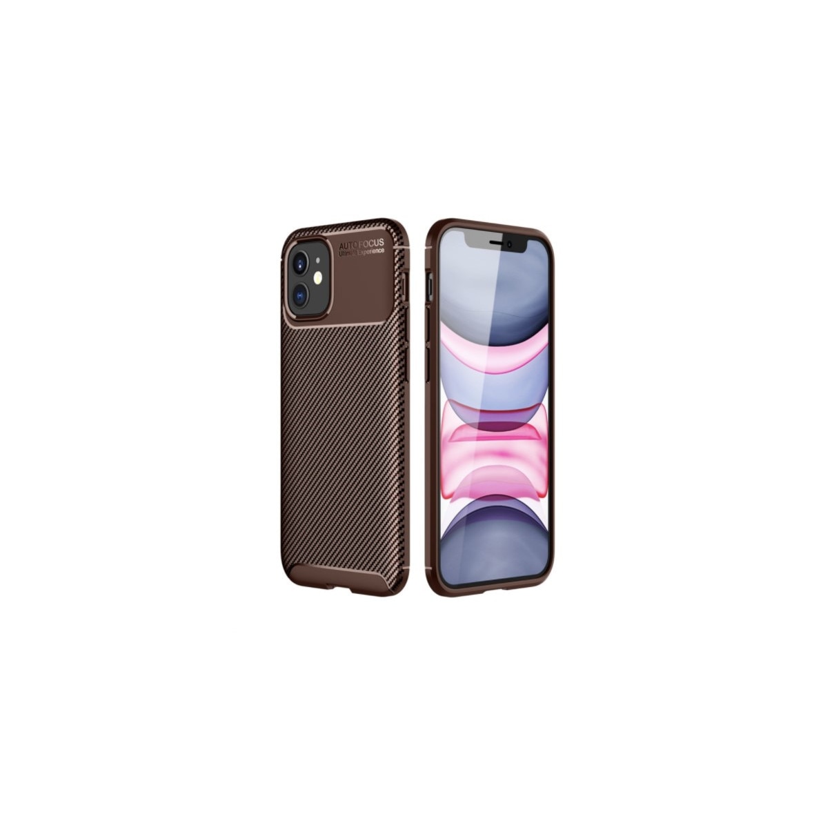 Husa tip fibra de carbon pentru iPhone 12 Mini, carcasa, Maro