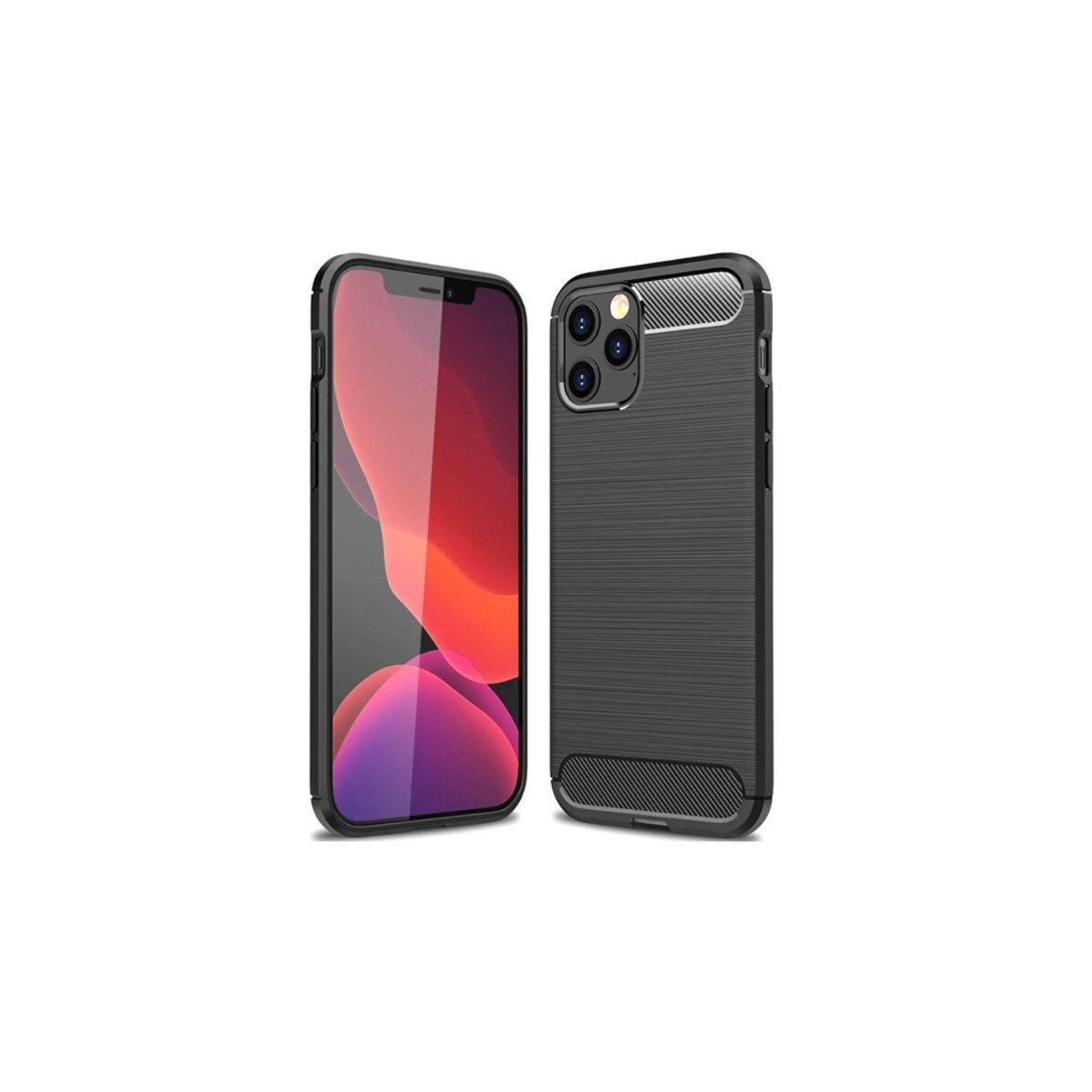 Husa carbon pentru iPhone 12/12Pro, silicon soft, Negru