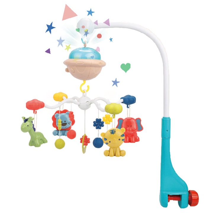 Carousel Musical Toy Box за кошара, проектор, музика и светлини, подвижни детски играчки, +0 месеца, Многоцветен