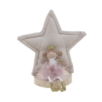 Ornament brad din textil roz model Stea 13x7x14 cm Ornament brad din textil roz model Stea 13x7x14 cm