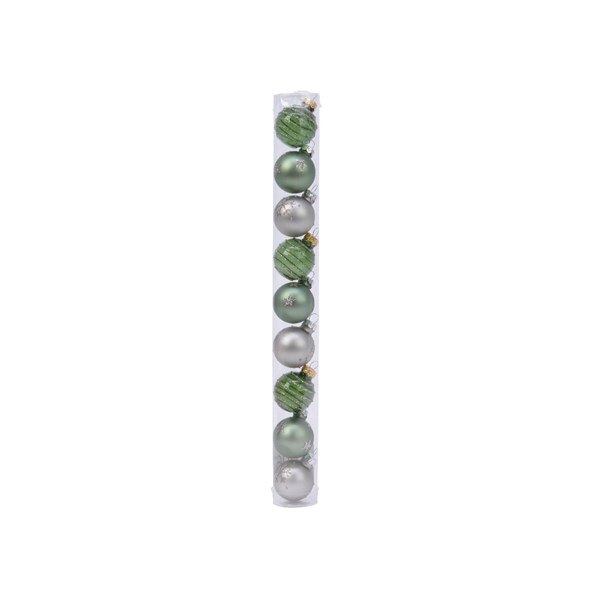 Set 9 globuri - Glass Baubles Deco Green, Multicolor, Sticla