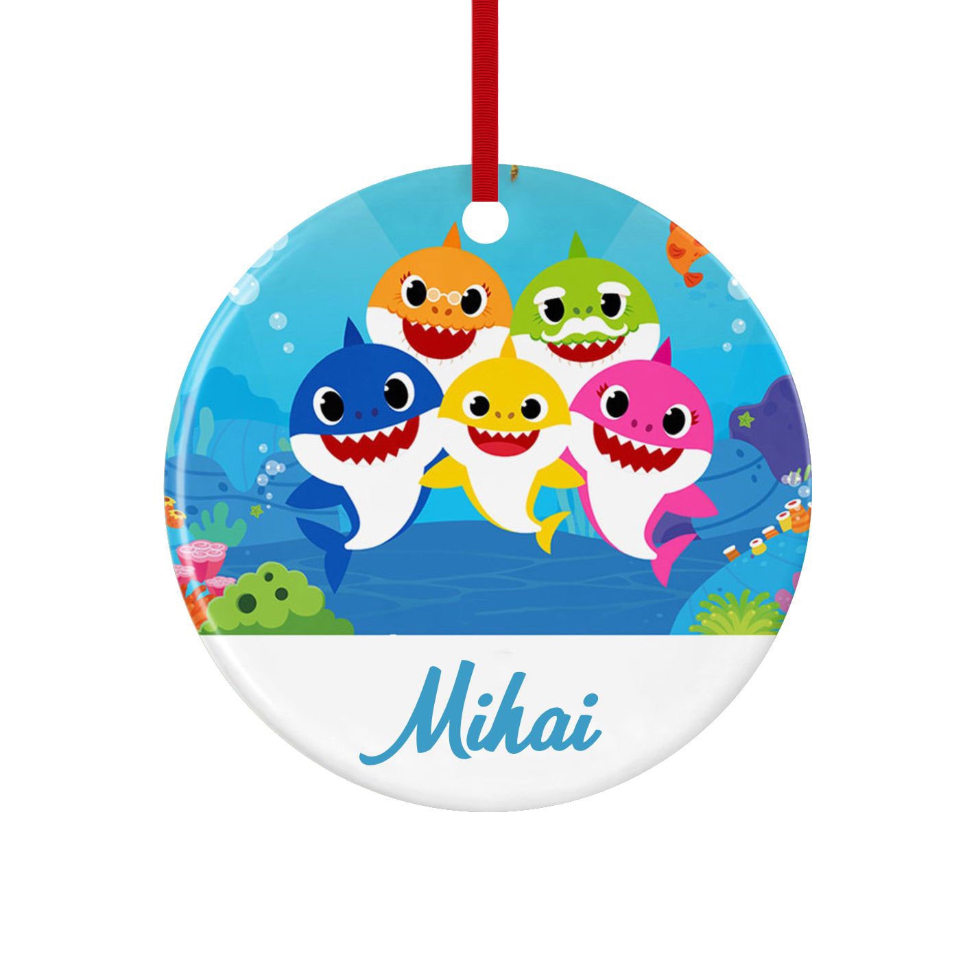 Glob personalizat cu nume model Baby Shark, multicolor, 8 cm