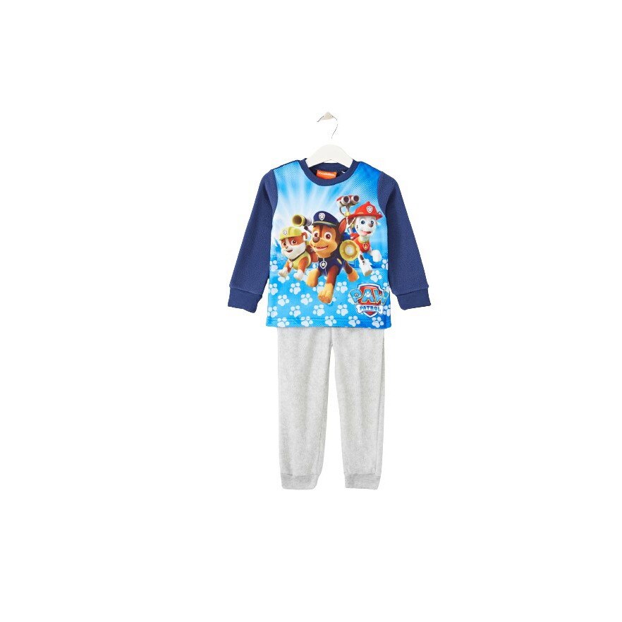 Pijamale lungi Paw Patrol,model 52041838, Albastru/Gri