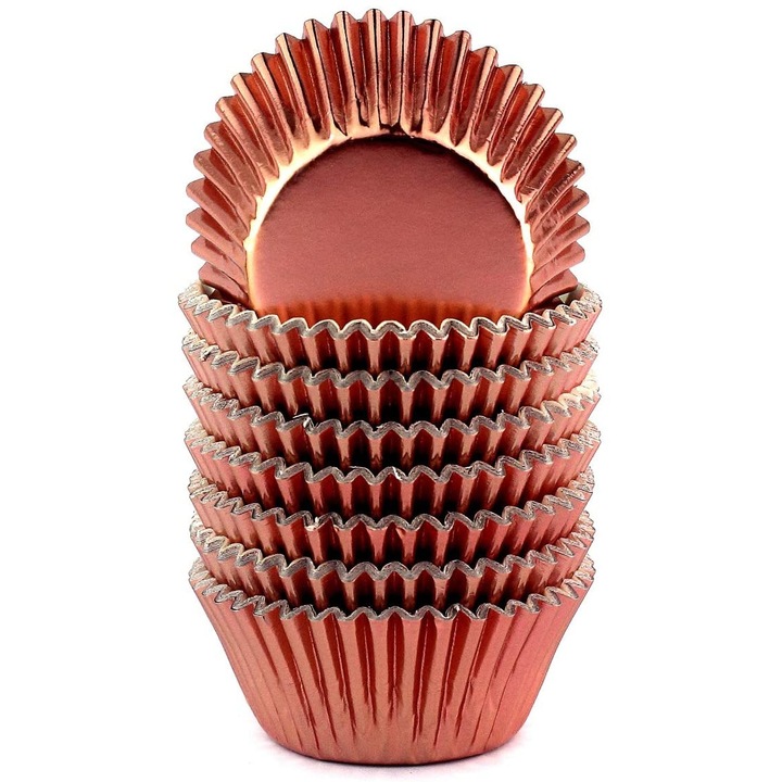 Set 200 forme de prajitura Xlloest din folie de hartie, Rose Gold