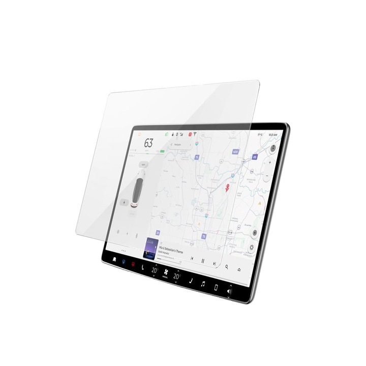 Folie sticla cu sistem de montare Spigen GLAS.tR EZ FIT compatibila cu Tesla Model Y / 3