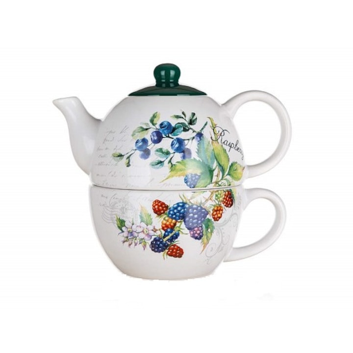 Set ceainic cu ceasca ceramica 360-330 ml Multicolor Banquet Raspberry