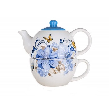Set ceainic cu ceasca ceramica 360-330 ml Multicolor Banquet Blue Flower Set ceainic cu ceasca ceramica 360-330 ml Multicolor Banquet Blue Flower