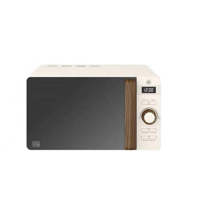 Cuptor cu microunde Nordic Swan SM22036WHTN, Carcasa Soft Touch, Putere 800W, Capacitate 20L, Digital