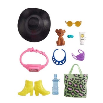 Set accesorii Papusi Barbie, pachet animal print cu gentuta diamant si 11 articole, 3 ani+ Set accesorii Papusi Barbie, pachet animal print cu gentuta diamant si 11 articole, 3 ani+