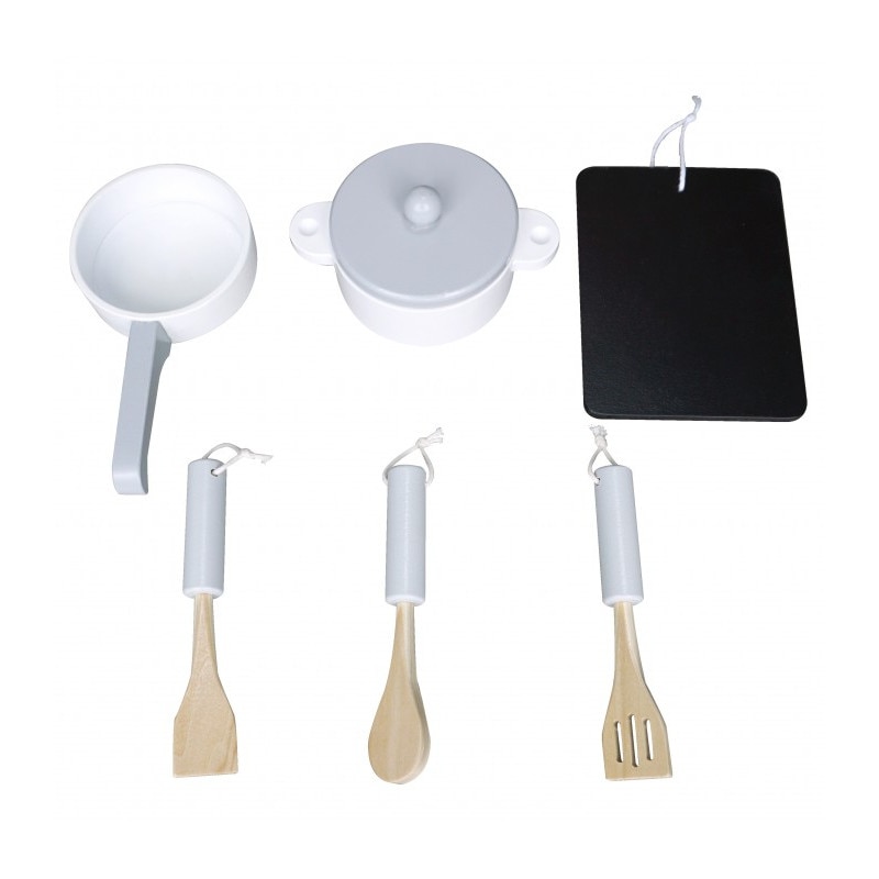 Jucarie set de gatit din lemn cu 6 accesorii Ecotoys