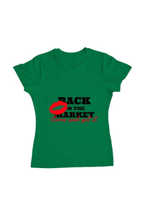 Tricou femei, Printado, come and get it, Bumbac, Regular fit, Verde mediu, 2XL INTL