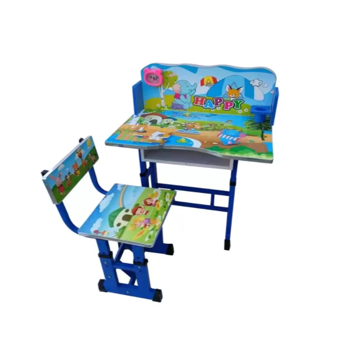 Set birou pentru copii cu scaun, reglabil pe inaltime, Albstru, mdf/metal, 69x44x80cm JRH®