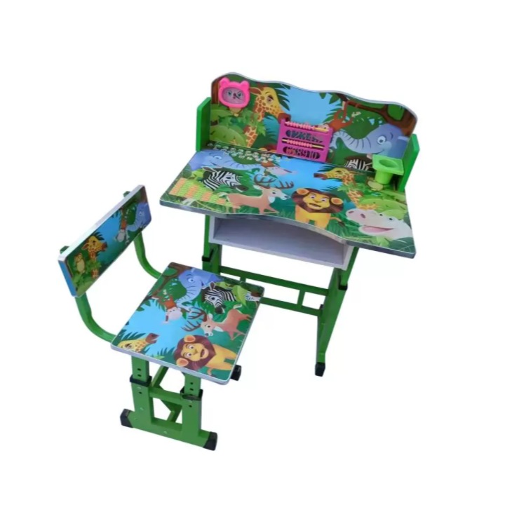 Set birou pentru copii cu scaun, reglabil pe inaltime, verde, mdf/metal, 69x44x80cm JRH®