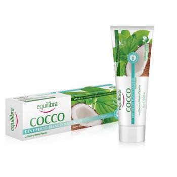 Gel pentru dinti cu ulei de cocos si menta, Produs pentru igiena orala, Equilibra, 75 ml Gel pentru dinti cu ulei de cocos si menta, Produs pentru igiena orala, Equilibra, 75 ml