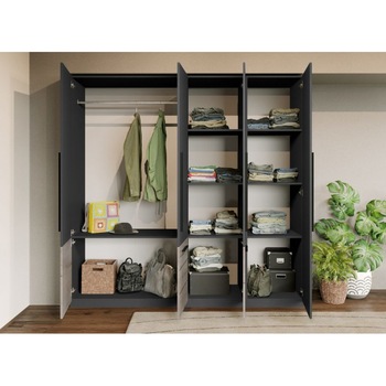 Dulap Noce 3usi Gri antracit cu Soldat , pal melaminat 16mm , L 202 cm A 53 cm H 199 cm Dulap Noce 3usi Gri antracit cu Soldat , pal melaminat 16mm , L 202 cm A 53 cm H 199 cm