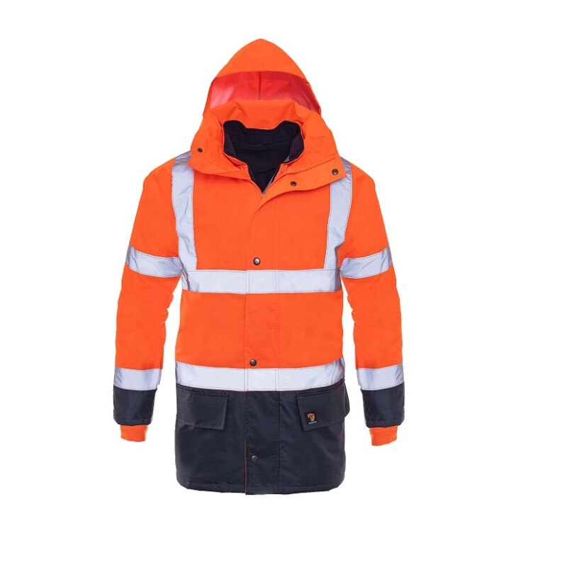 Geaca reflectorizanta 5 in 1, Prolumo, cu jacheta interioara, maneci detasabile, impermeabila, portocalie, marimea XL